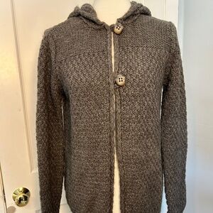 Elisabetta Collection Italy Women's Wool Blend Hooded Cardigan Large Cottagecor